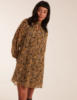 Keyhole Long Sleeve Swing Dress