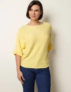 Knitted Frill Sleeve Batwing Jumper