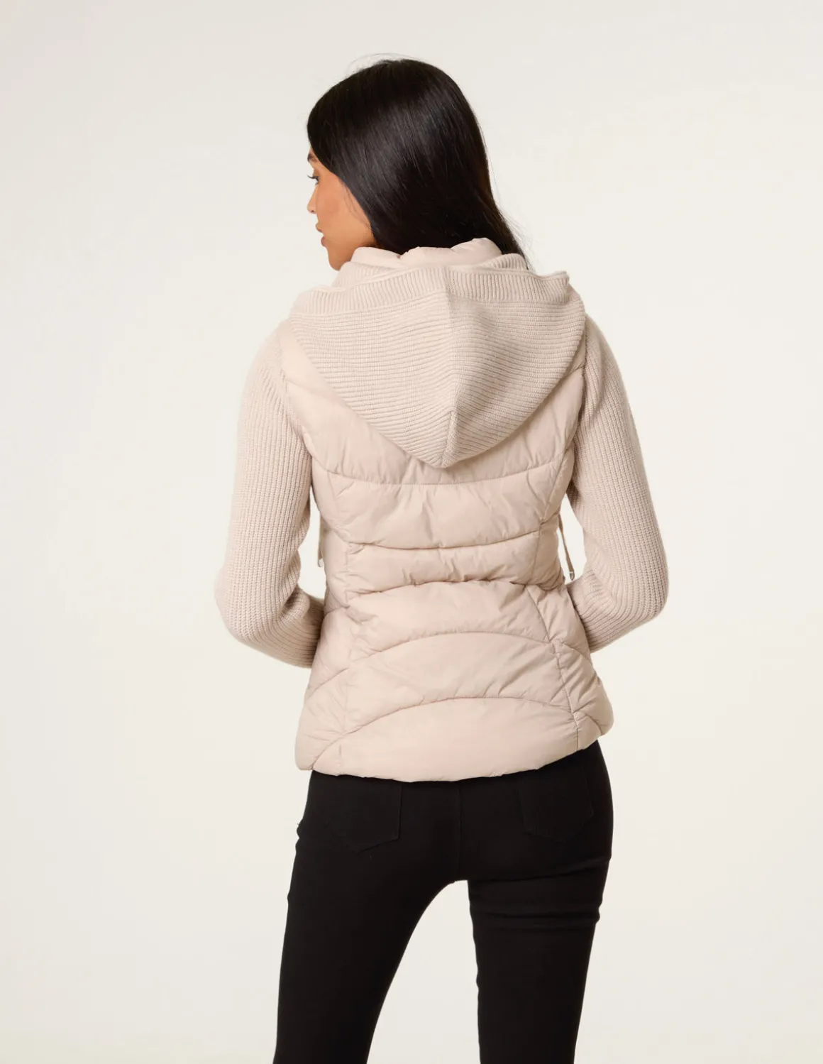 Knitted Sleeve Puffer Jacket