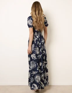 Knot Front Puff Sleeve Dress