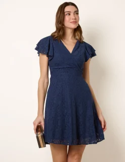 Lace Angel Sleeve Mini Dress