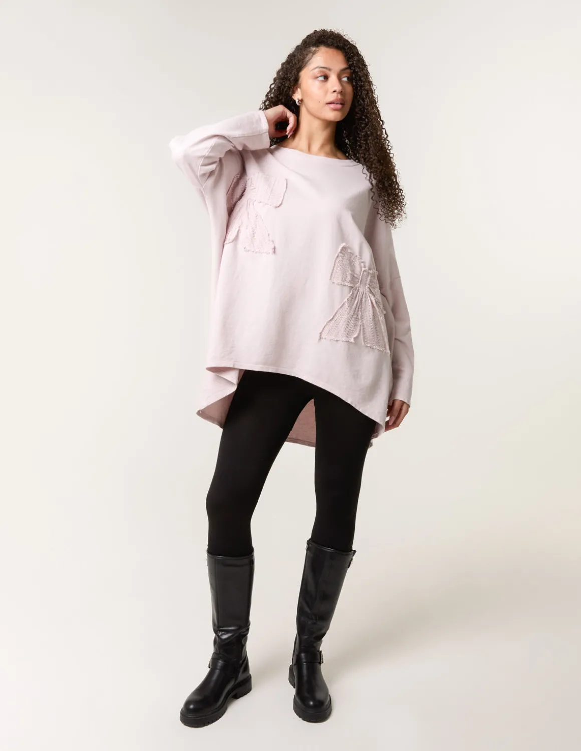 Lace Bow Sweat Top