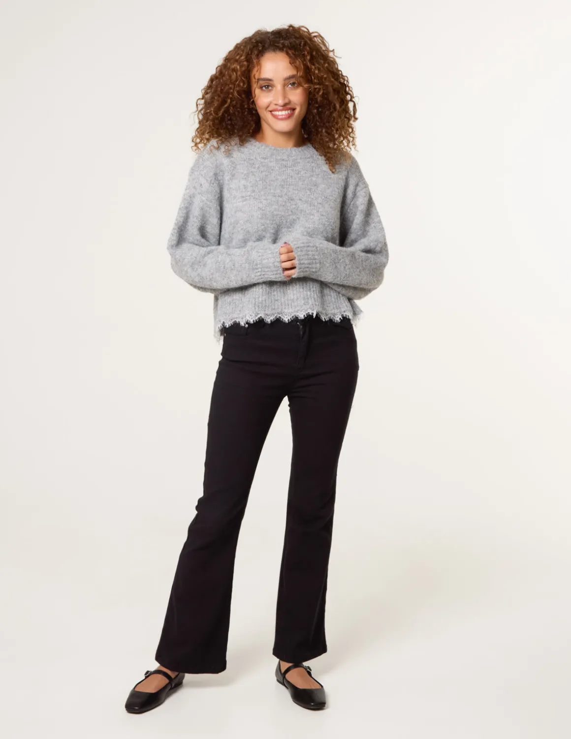 Lace Detailed Crew Neck Jumper