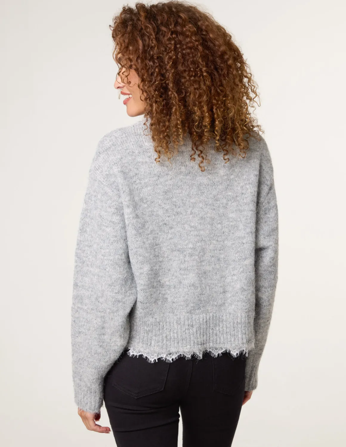 Lace Detailed Crew Neck Jumper