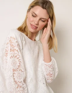 Lace Puffball Batwing Top