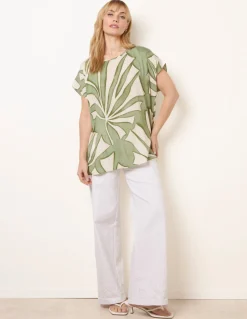 Large Floral Round Neck Top