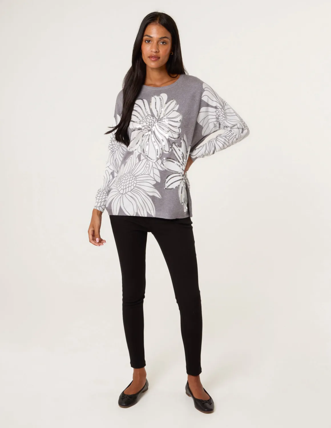Large Sequin Flower Jumper