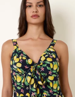 Lemon Print Front Tie Jumpsuit