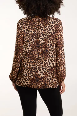 Leopard Print Pleated Top