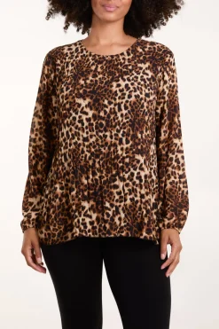 Leopard Print Pleated Top