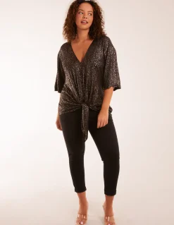 Leopard V Neck Tie Front Top