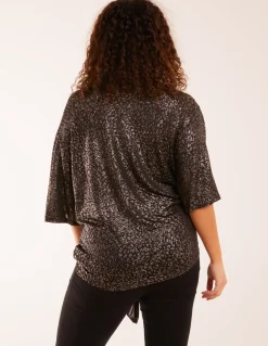 Leopard V Neck Tie Front Top