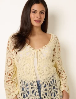 Long-Sleeved Crochet Cardigan