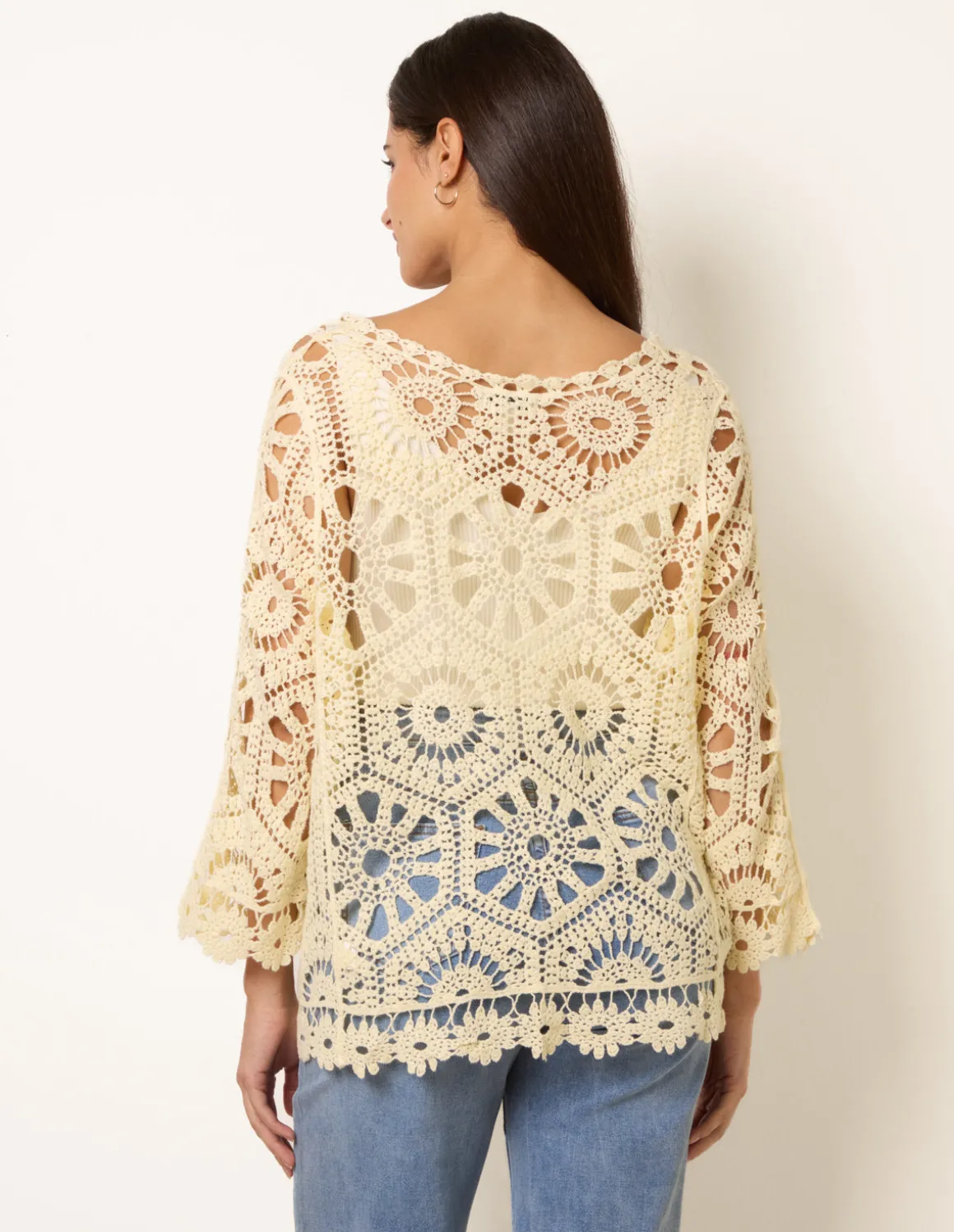 Long-Sleeved Crochet Cardigan