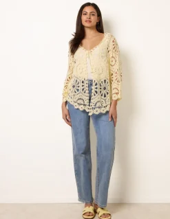 Long-Sleeved Crochet Cardigan
