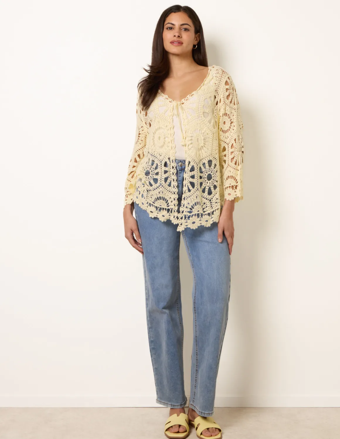 Long-Sleeved Crochet Cardigan