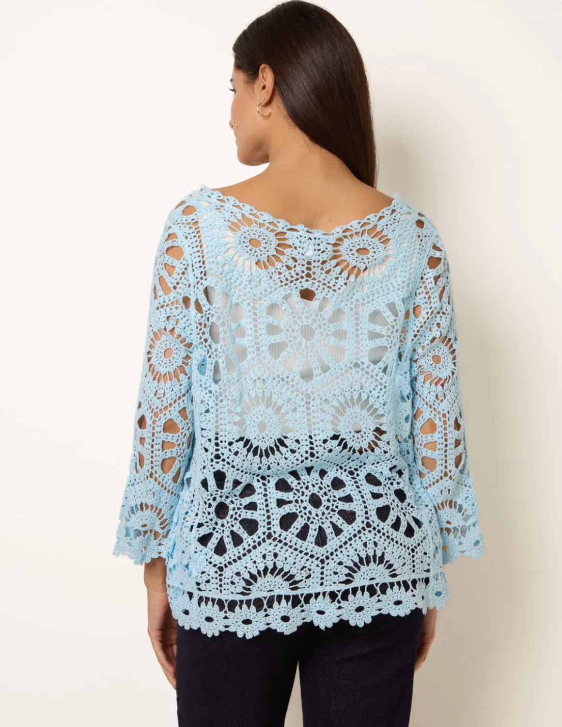 Long-Sleeved Crochet Cardigan