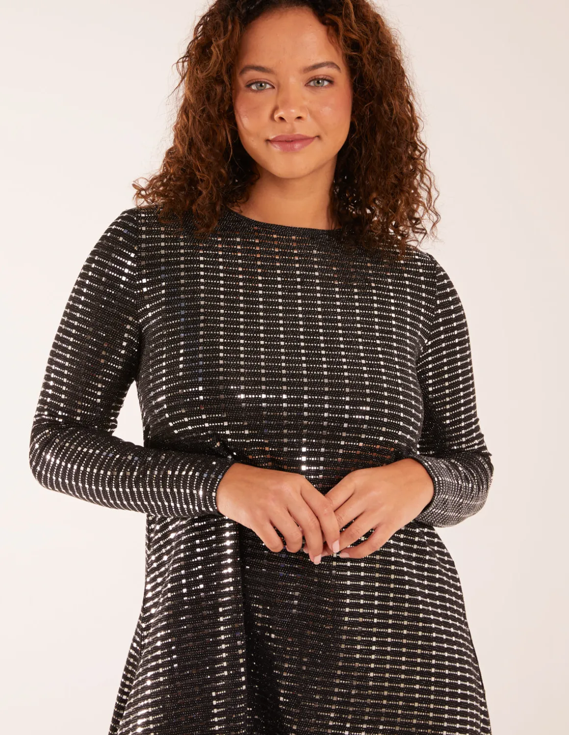 Long Sleeve Mirrored Swing Dress