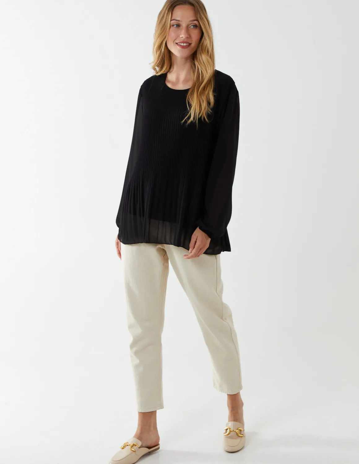 Long Sleeve Pleated Top