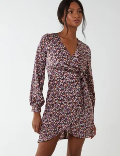 Long Sleeve Wrap Hem Dress