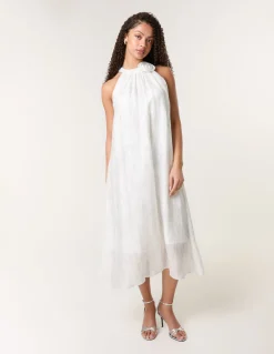 Luxe Rose Detail Halter Neck Dress
