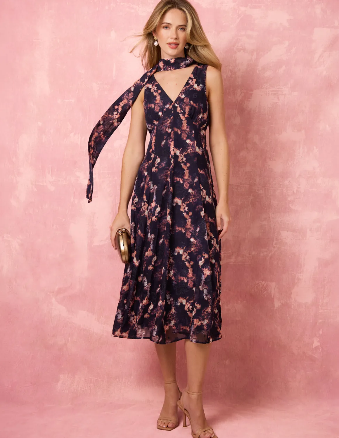 Luxe Tie V Neck Sleeveless Dress