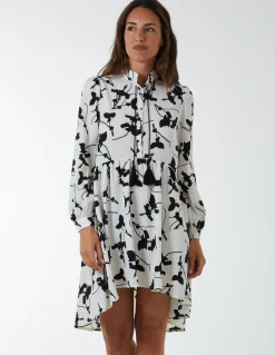 Mandarin Collar High Low Mini Dress