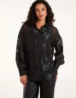 Mesh Metallic Detailed Shirt