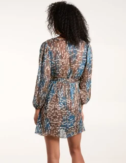 Metallic Chiffon Crossover Dress
