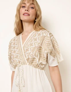 Metallic Embroidered Maxi Dress