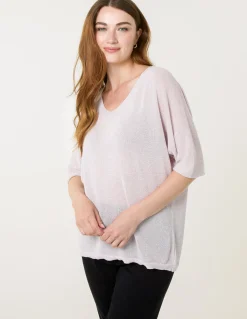 Metallic Fine Gauge Lightweight Knit Top