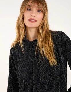 Metallic High Neck Puffball Top