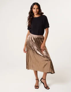 Metallic Pleated Tulle Skirt