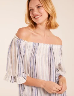 Metallic Strip Bardot Top