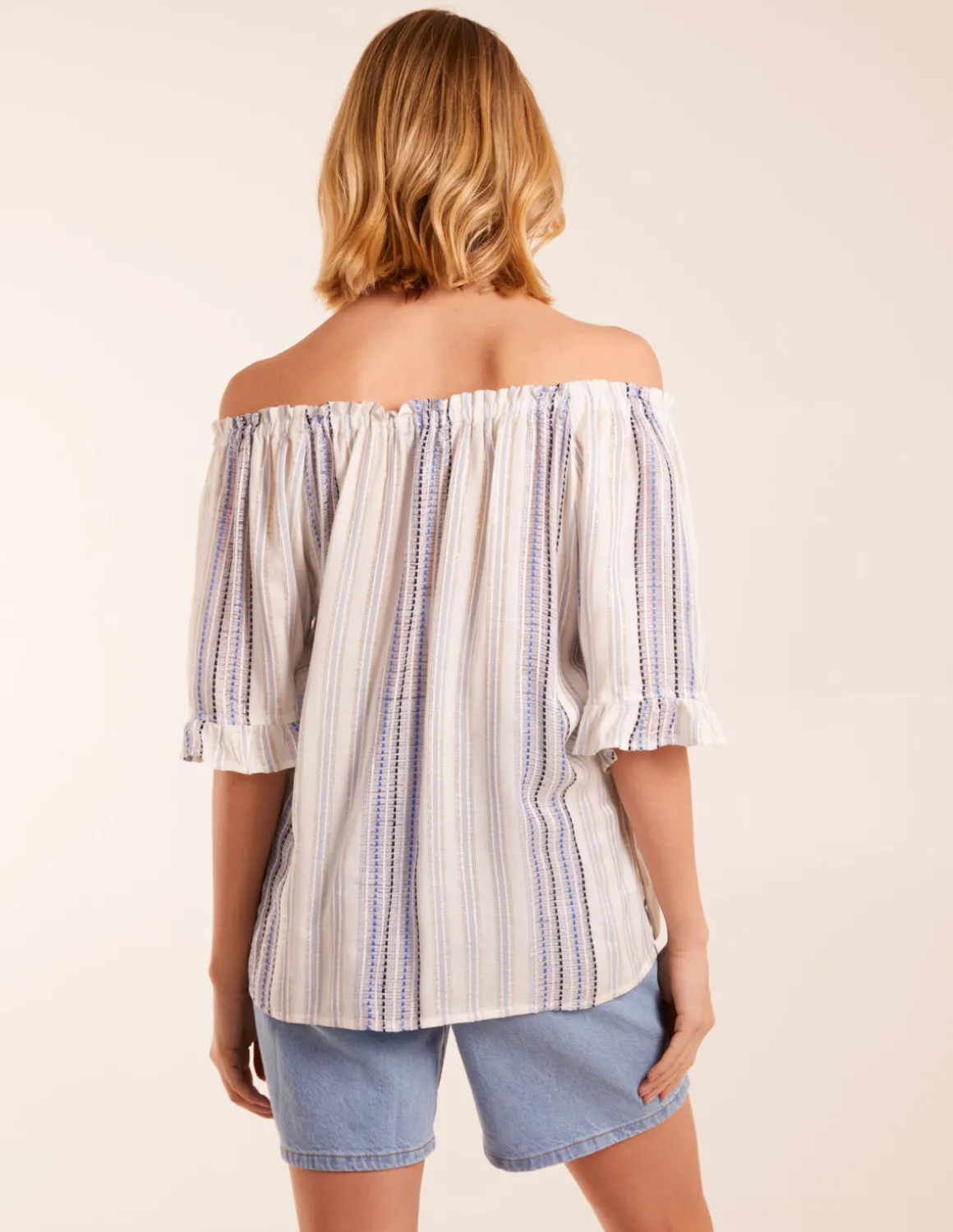 Metallic Strip Bardot Top