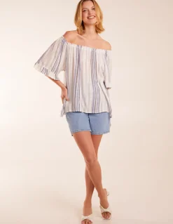 Metallic Strip Bardot Top