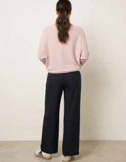 Metallic V Neck Knitted Ripple Jumper