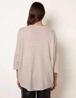 Metallic V Neck Knitted Ripple Jumper