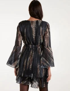 Metallic Wrap Over Dress