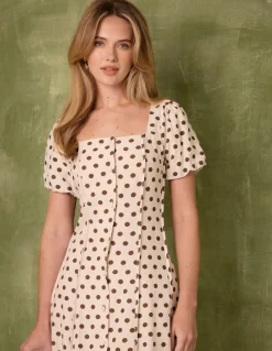 Milkmaid Polka Dot Puff Sleeve Dress