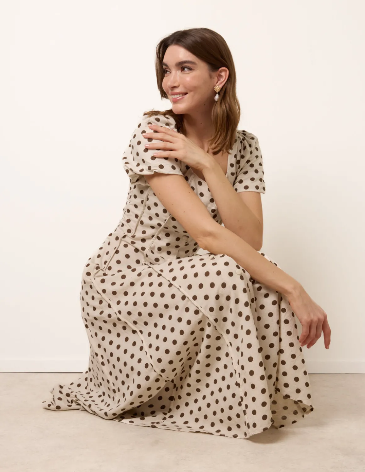 Milkmaid Polka Dot Puff Sleeve Dress