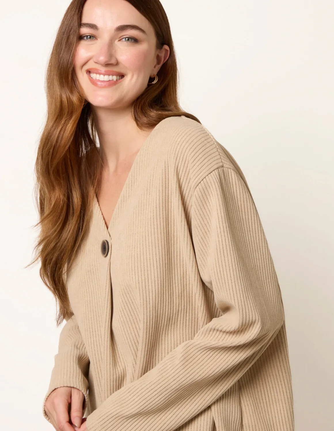 One Button Cord Rib Top