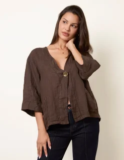 One Button Linen Blazer