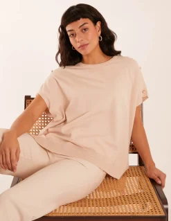 Oversized Button Shoulder Top