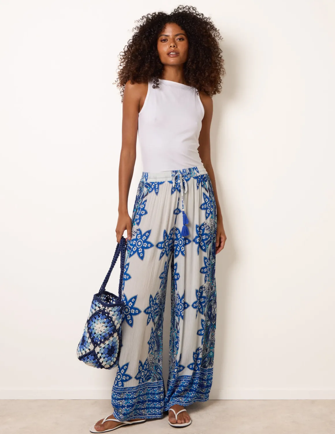 Paisley Floral Wide Leg Printed Trousers