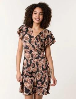Paisley Frill Sleeve Mini Dress