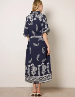 Paisley Print Belted Shirt Dress