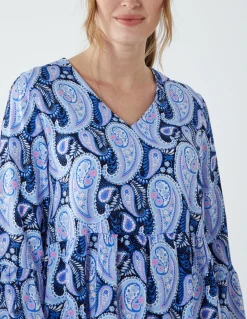 Paisley V Neck Midi Dress