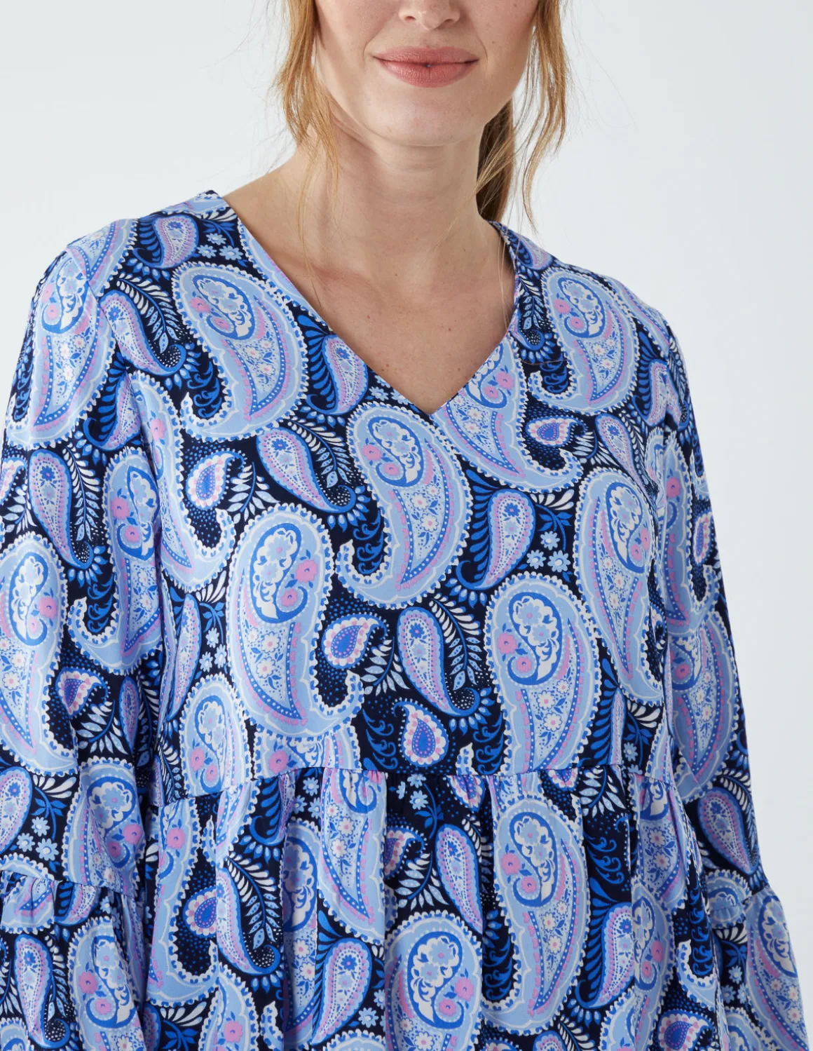 Paisley V Neck Midi Dress