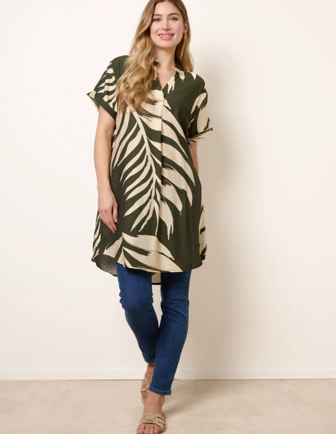 Palm Print Tunic Top